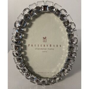 Pottery Barn Chandelier Jeweled Picture Frame 5x7 Oval Crystals Clear